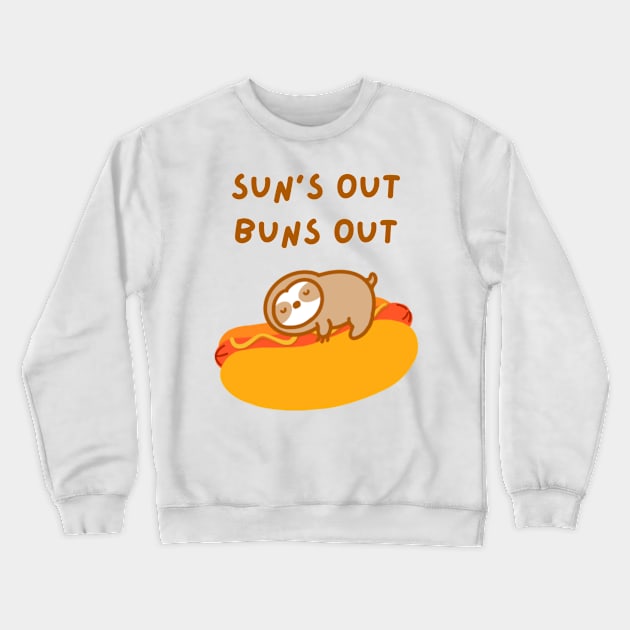 Sun’s Out Buns Out Hot Dog Sloth Crewneck Sweatshirt by theslothinme